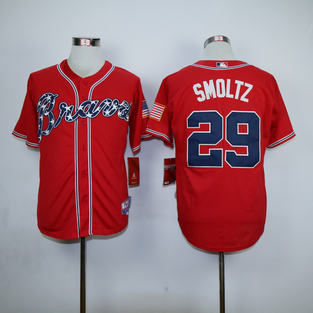 Men Atlanta Braves #29 Smoltz Red MLB Jerseys